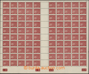 167373 - 1939 Pof.DL4x-y, 30h red, complete 100 pcs of counter sheet 