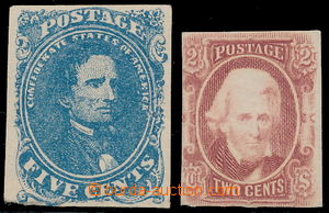 167458 - 1861-1862 Sc.2, 8, Davis 5c blue (fold in margin lower) and 