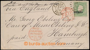 167478 - 1875 dopis do Hamburku, s Mi.18II, Luis I. 50R zelená, zaj