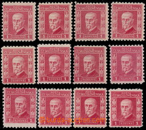 167516 -  Pof.200-203, Gravure 1CZK red, comp. 12 pcs of, contains Po