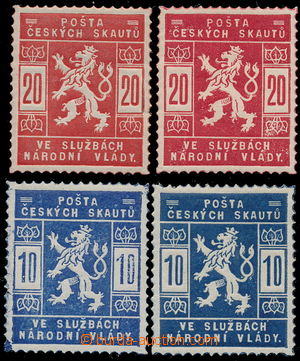 167528 - 1918 Pof.SK1-2 + SK1a-2a, 10h červená a 20h modrá + 10h s