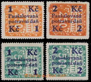 167529 - 1925-29 Pof.PD3-PD6, hodnoty 1Kč/250h a 2Kč/250h oranžov