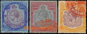 167618 - 1912-1923 SG.213-215, Jiří V. $25, $100, $500, násobná p