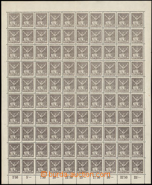 167620 -  Pof.152A, 25h brown, complete 100 stamps sheet, fold in per