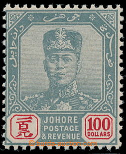 167621 - 1904 SG.77, Sultan Ibrahim 100$ green / red; rare highest va