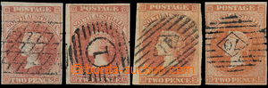 167678 - 1855 SG.2, SG.7, Victoria 2P, 2x dark pink-red, chosen piece