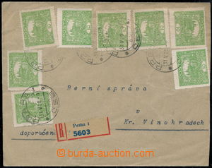 167700 - 1920 Reg letter in the place from III. postal rate, franked 