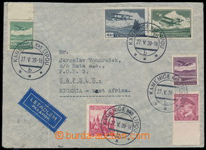 167709 - 1939 Flight commercial letter to Nigeria , franked with. mix