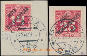 167724 -  Pof.68, 69, Large numerals 14h and 25h, on small cut-square
