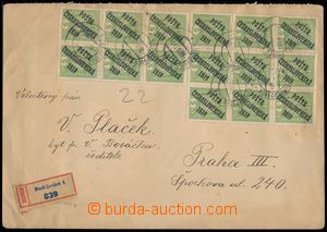 167751 - 1919 R-dopis vyfr. 15ti-násobnou frankaturou Koruna 5h zele