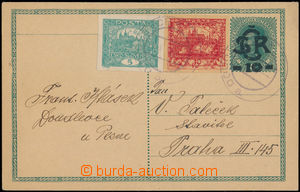 167788 - 1919 CDV1a, Large Monogram, uprated with stamp 5h Hradčany 