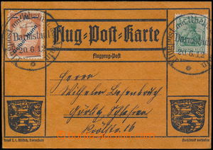 167808 - 1912 předtištěný oranžový letecký lístek pošty na R