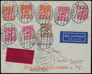 167811 - 1929 Let+Ex-dopis zaslaný do ČSR, vyfr. bohatou frankaturo