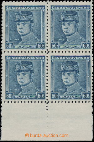167834 - 1939 Alb.1, Modrý Štefánik 60h, 4-blok s dolním okrajem;