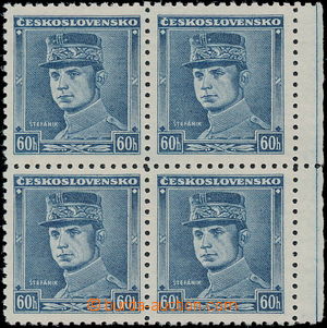 167837 - 1939 Alb.1, Modrý Štefánik 60h, 4-blok s pravým okrajem;
