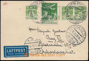 167846 - 1933 air-mail card to Czechoslovakia, franked with mixed fra