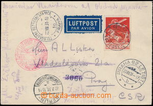 167848 - 1931 air-mail card to Czechoslovakia, franked with airmail s