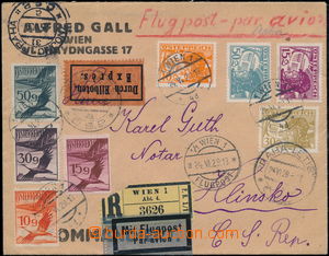 167860 - 1929 WIEN - PRAG, firemní R+Ex+Let-dopis zaslaný do ČSR, 