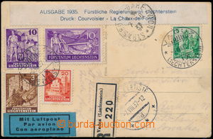 167887 - 1937 Reg and airmail Ppc to Czechoslovakia, franked with 5 p