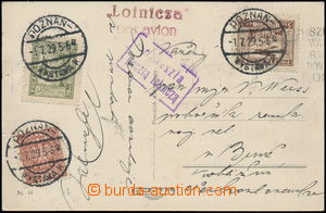167895 - 1929 air mail postcard to Czechoslovakia, franked with air m