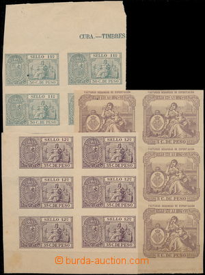 167944 - 1894-95 FISCAL STAMPS  comp. of 3 blocks of 6 - fiscal stamp