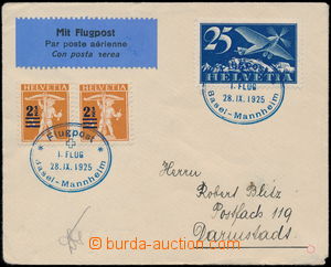 167957 - 1925 first flight BASEL - MANNHEIM, airmail letter to German