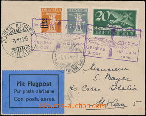 167959 - 1925 1. let GENEVE - MILAN, Let-dopis zaslaný do Itálie, s