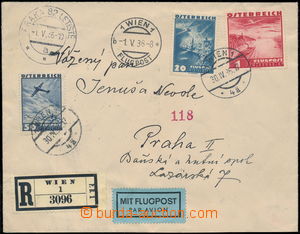 167980 - 1936 WIEN - PRAG, R+Let-dopis adresovaný do ČSR, vyfr. let