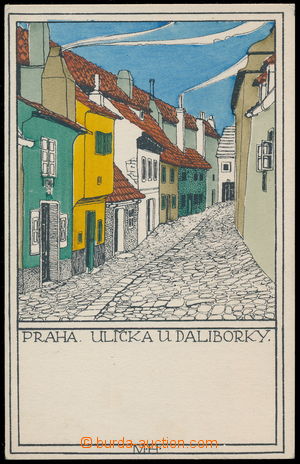 168027 - 1919 PRAHA, Ulička u Daliborky, litografie, signováno MH; 