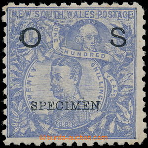 168123 - 1890 SG.O50, Official 20Sh cobalt blue with Opt OS, SPECIMEN