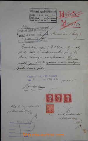 168147 - 1930 FISCAL USAGE  request to okresnímu court in Bratislava