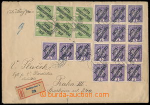 168163 - 1919 R-dopis s bohatou frankaturou zn. Koruna 3h fialová, P