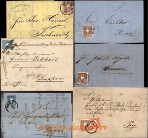 168188 - 1858 sestava 6 dopisů, mj. 1x vzácnější žlutý dopisn