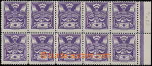 168271 -  Pof.144B, 5h fialová, 10-blok s pravým okrajem archu ze 1
