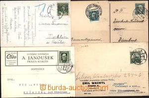 168311 - 1933-35 sestava 4 firemních lístků + 1x pohlednice s růz