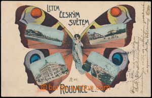168343 - 1904 ROUDNICE NAD LABEM - koláž motýl Letem českým svě