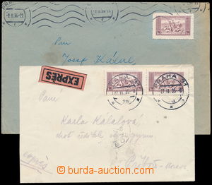 168376 - 1935-36 comp. 2 pcs of letters with from miniature sheets An