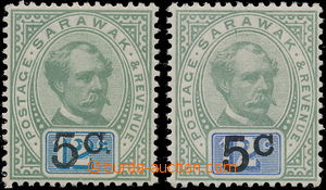 168469 - 1889 SG.26, 26a, Ch. Brooke 5C/12C green and blue, in overpr