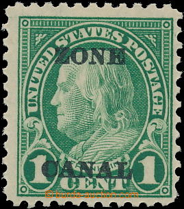 168472 - 1924 SPRÁVA USA, Sc.71d, 1C zelená, chybotisk přetisku ZO
