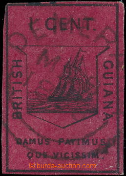 168486 - 1852 SG.9, Tall Ship 1C magenta, litografické vydání Wate
