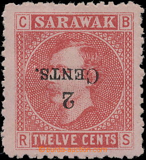 168506 - 1899 SG.33a, Ch. Brooke 12C red / pink with Opt 2 CENTS, Opt