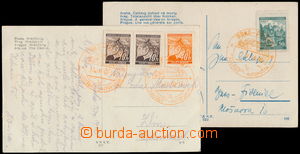 168531 - 1940 PRA1A + PRA1D, 2ks pohlednic s oranžovými otisky raz