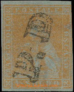 168760 - 1851 Mi.2x, Heraldický lev 2Soldi, namodralý papír, raz. 
