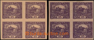 168952 -  PLATE PROOF  25h violet, V. printing, 1x block of four on/f