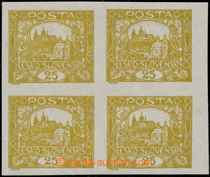 168953 -  PLATE PROOF  25h olive yellow, V. printing, marginal block-