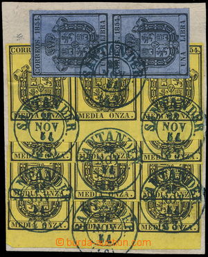 168994 - 1854 Mi.D1,4, Official Coat of arms ½Onza 4x strip of 3
