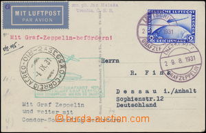 169107 - 1931 1. SÜDAMERIKAFAHRT 1931 Ppc  LZ 127 Graf Zeppelin, wit