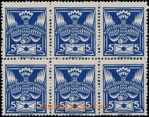 169165 -  Pof.143A, 5h modrá, HZ 14, 6ti-blok s retuší R1 na ZP 45