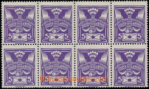 169166 -  Pof.144A, 5h violet, comb perforation 14, block of 8 with r