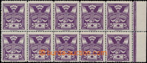 169167 -  Pof.144B, 5h violet, line perforation 13¾;, 10ti-blok 
